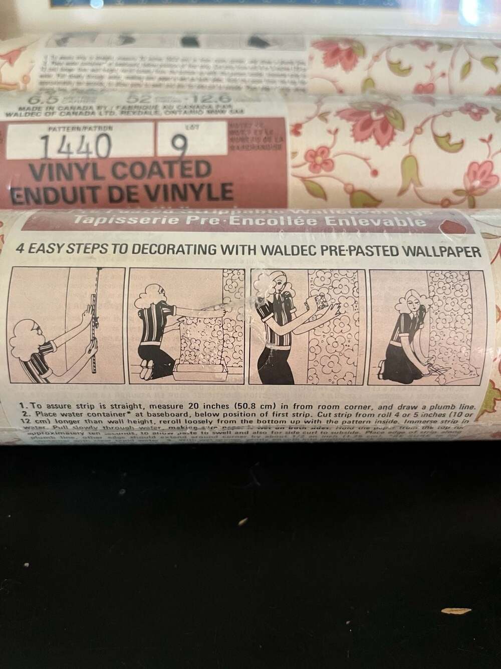 Vintage Waldec Pattern 1440 Vinyl Coated Floral Wallpaper Lot of 3 - Picture 5 of 8